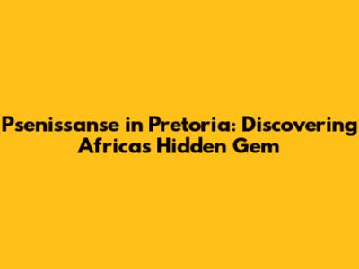 Psenissanse in Pretoria: Discovering Africa's Hidden Gem