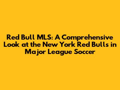 Red Bull MLS: A Comprehensive Look at the New York Red Bulls in Major League Soccer
