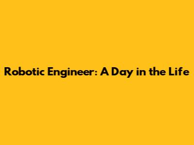 Robotic Engineer: A Day in the Life