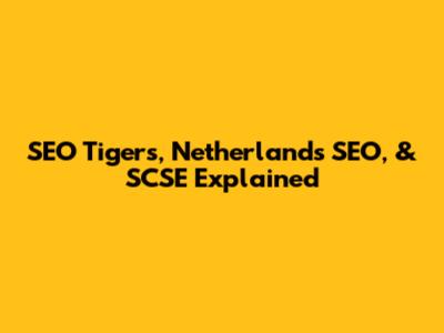 SEO Tigers, Netherlands SEO, & SCSE Explained