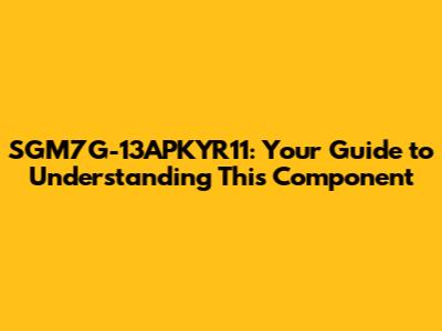 SGM7G-13APKYR11: Your Guide to Understanding This Component