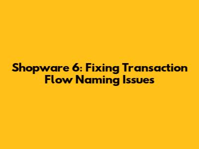 Shopware 6: Fixing Transaction Flow Naming Issues