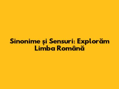 Sinonime și Sensuri: Explorăm Limba Română