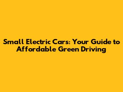 Small Electric Cars: Your Guide to Affordable Green Driving