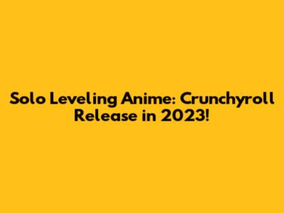 Solo Leveling Anime: Crunchyroll Release in 2023!