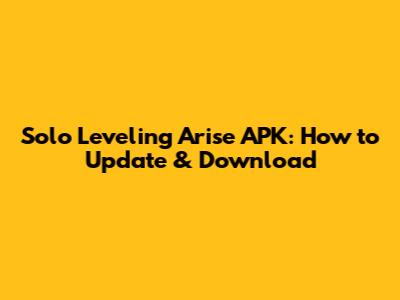 Solo Leveling Arise APK: How to Update & Download