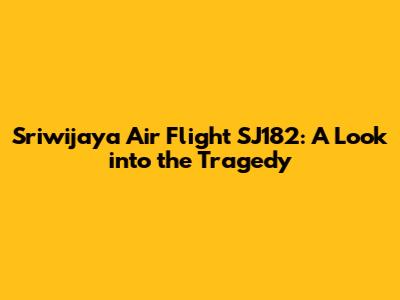 Sriwijaya Air Flight SJ182: A Look into the Tragedy