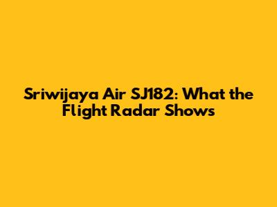 Sriwijaya Air SJ182: What the Flight Radar Shows
