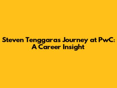 Steven Tenggara's Journey at PwC: A Career Insight