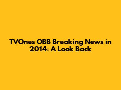 TVOne's OBB Breaking News in 2014: A Look Back