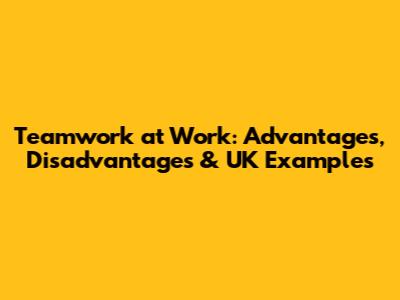Teamwork at Work: Advantages, Disadvantages & UK Examples