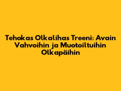 Tehokas Olkalihas Treeni: Avain Vahvoihin ja Muotoiltuihin Olkapäihin
