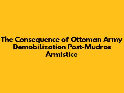 The Consequence of Ottoman Army Demobilization Post-Mudros Armistice