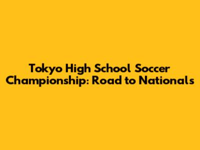 Tokyo High School Soccer Championship: Road to Nationals