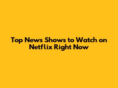 Top News Shows to Watch on Netflix Right Now