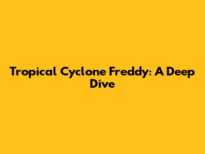 Tropical Cyclone Freddy: A Deep Dive