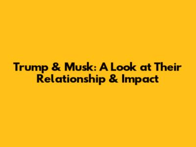 Trump & Musk: A Look at Their Relationship & Impact