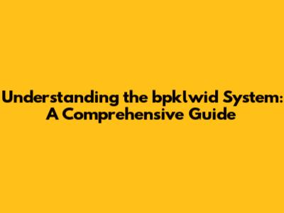 Understanding the bpklwid System: A Comprehensive Guide