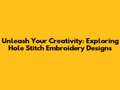 Unleash Your Creativity: Exploring Hole Stitch Embroidery Designs