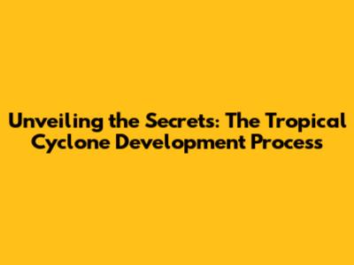 Unveiling the Secrets: The Tropical Cyclone Development Process