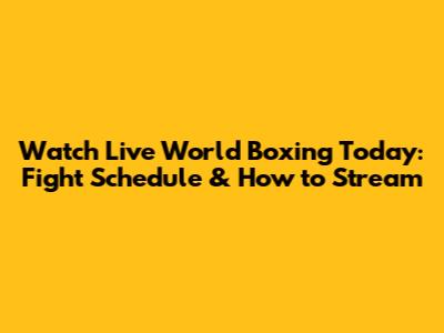 Watch Live World Boxing Today: Fight Schedule & How to Stream