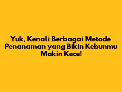 Yuk, Kenali Berbagai Metode Penanaman yang Bikin Kebunmu Makin Kece!