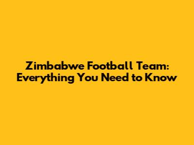 Zimbabwe Football Team: Everything You Need to Know