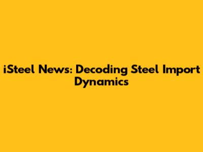 iSteel News: Decoding Steel Import Dynamics