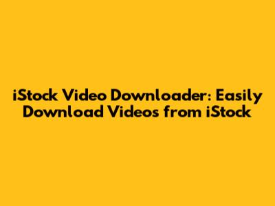 iStock Video Downloader: Easily Download Videos from iStock